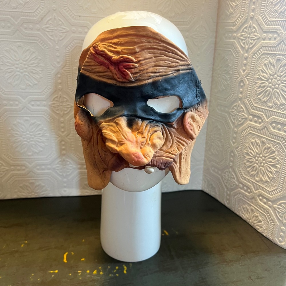 Vintage Horror Latex Half Mask Grotesque Wrinkled Face Halloween Costume
